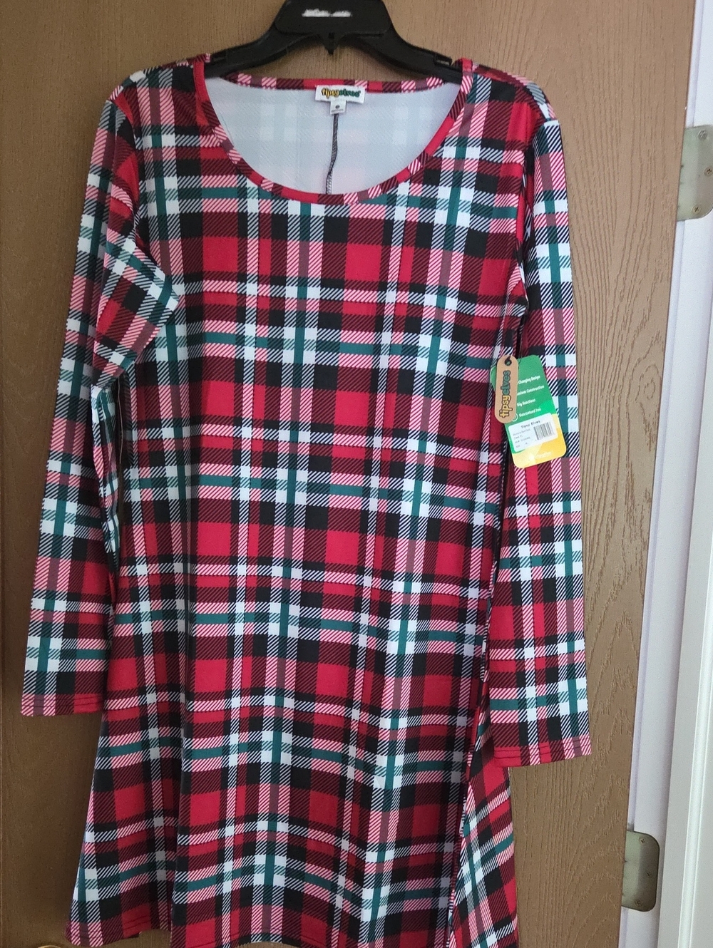 Tipsy Elves Red Black White Plaid Casual Long-Sleeve Dress, NWT xl